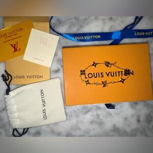Louis Vuitton LV Monogram Flower Charm Bracelet Gold Plated w/ Box & Dust Bag